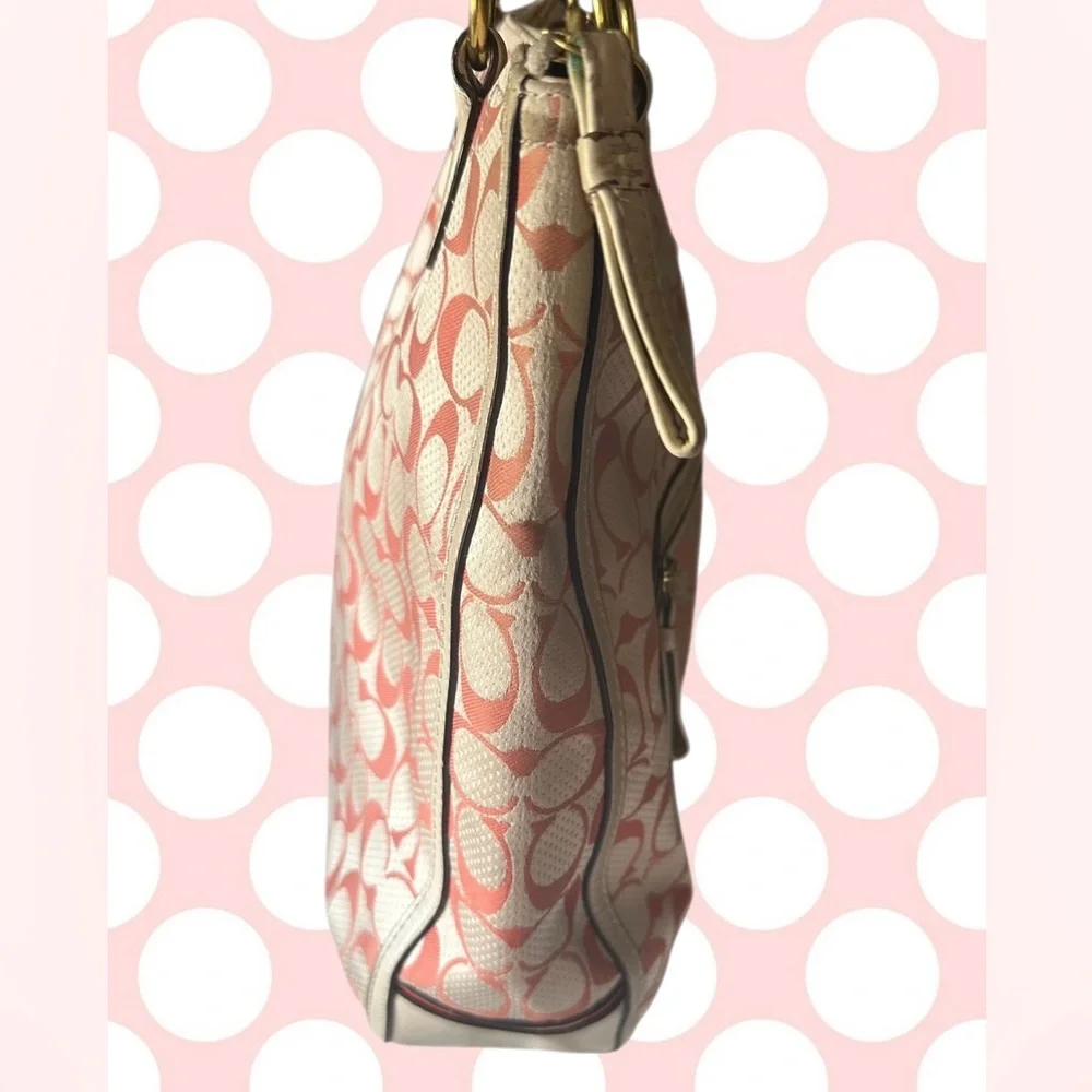 COACH Signature Poppy C Dot Hallie Tote